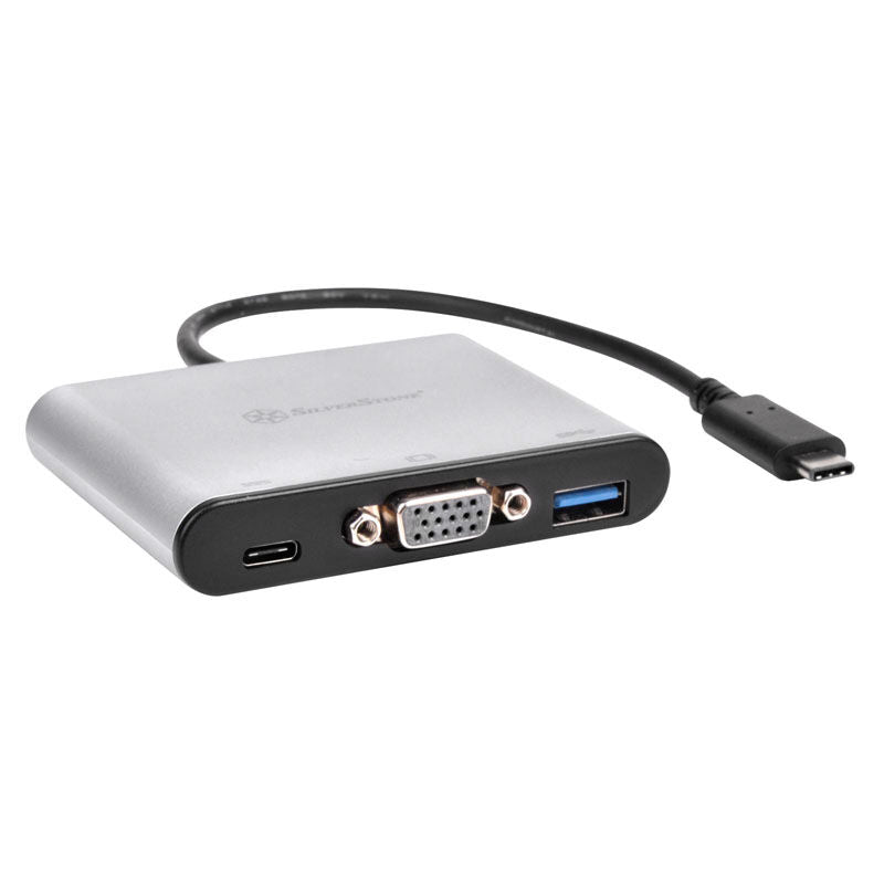 SilverStone SST-EP06C USB-C til VGA USB-A USB-C adapter hub forfra