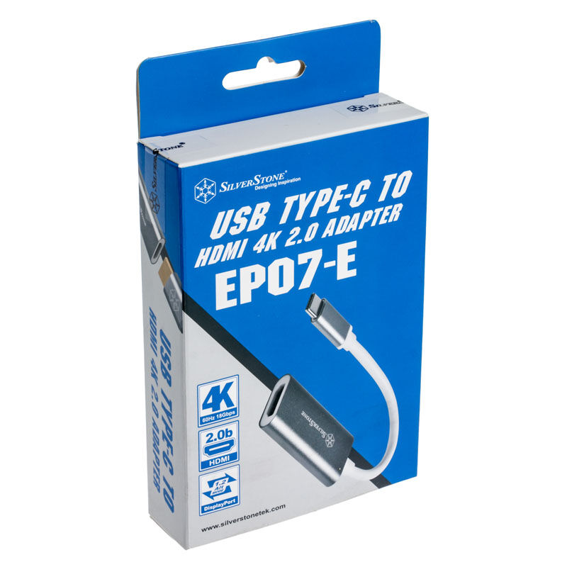 SilverStone SST-EP07C-E USB-C til HDMI 2.0b adapter montert på en laptop