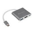 SilverStone SST-EP08C USB-C til HDMI/USB-A/USB-C adapter sølv forfra