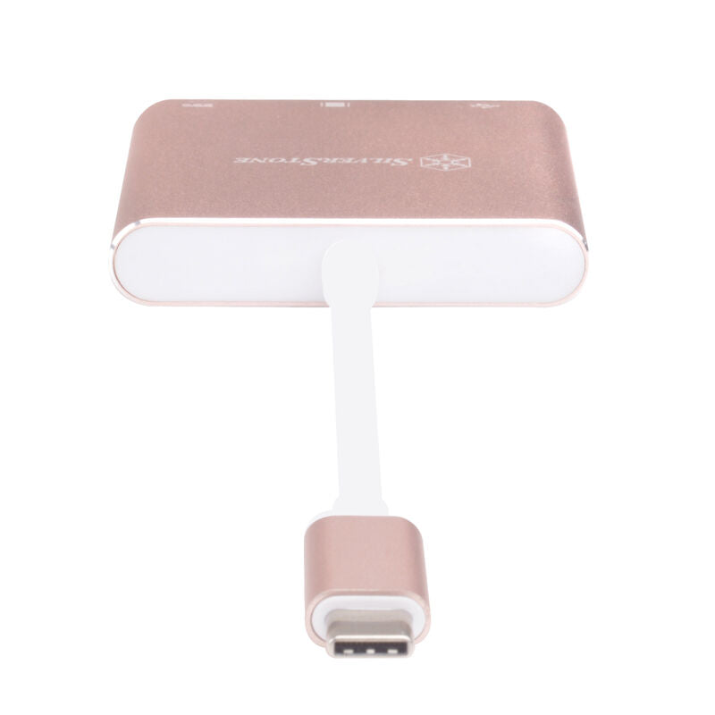 SilverStone SST-EP08P USB-C til HDMI USB-A USB-C adapter rosa montert
