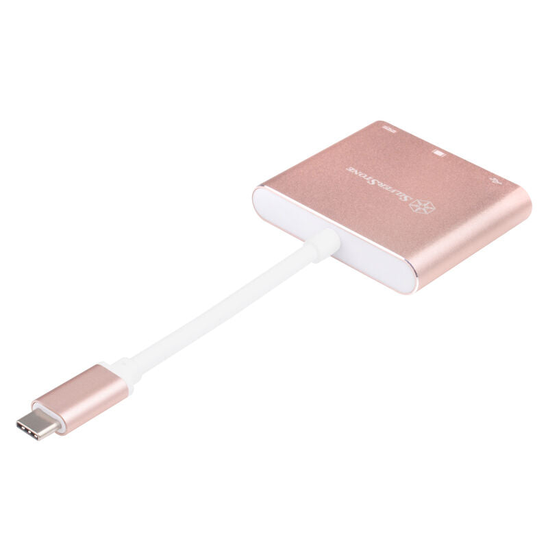 SilverStone SST-EP08P USB-C til HDMI USB-A USB-C adapter rosa sideprofil
