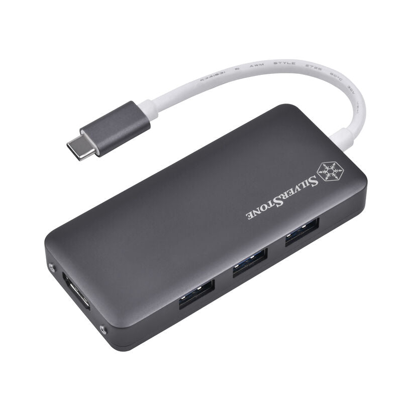 SilverStone SST-EP14C USB-C hub HDMI 3x USB-A USB-C detalj av porter