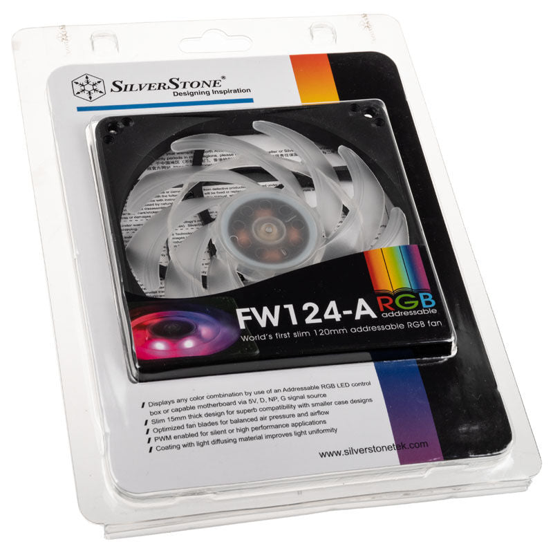 SilverStone SST-FW124-ARGB slim vifte 120 mm ARGB PWM med kabler