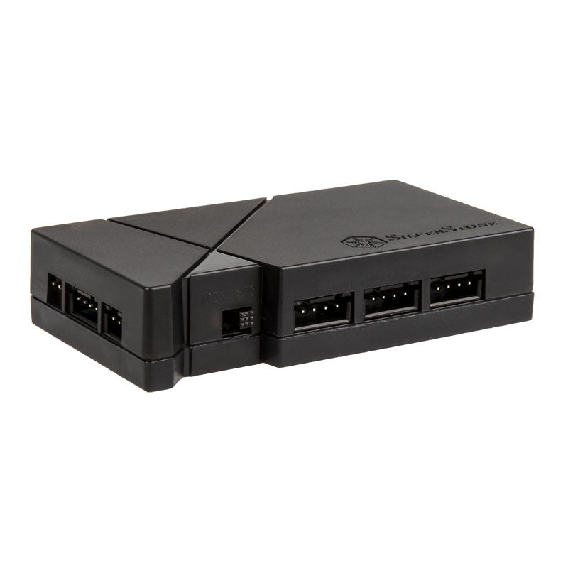 SilverStone SST-LSB01 RGB LED-hub med 2x LED-strip svart forfra