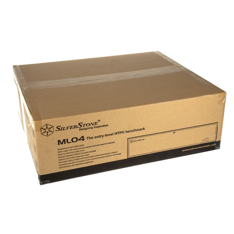 SilverStone SST-ML04B Milo nærbilde av frontpanel med USB og lydporter