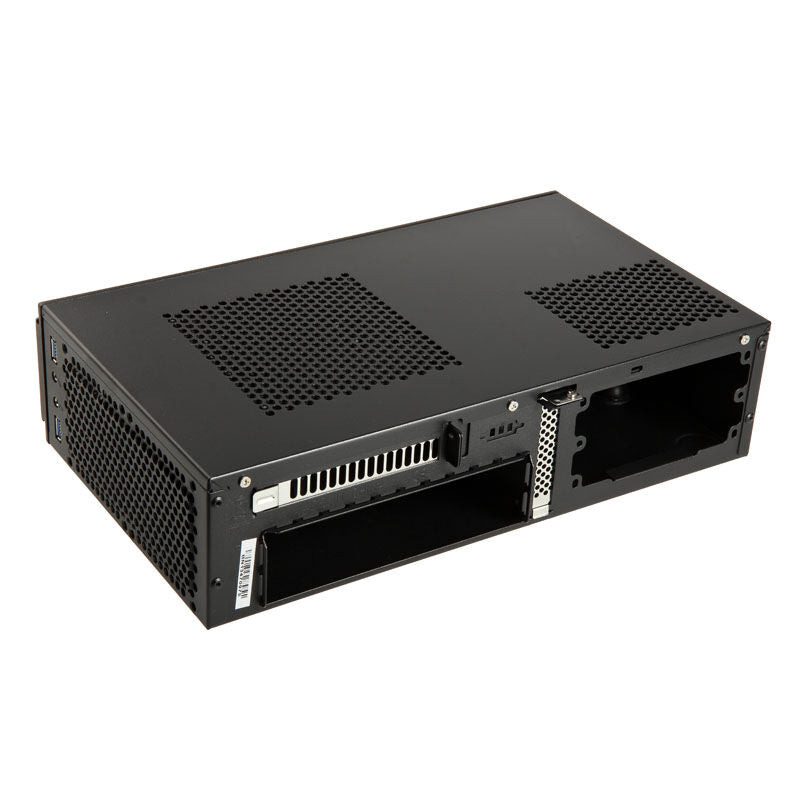 SilverStone SST-ML06B Milo HTPC kabinett Mini-ITX svart detalj av frontpanel