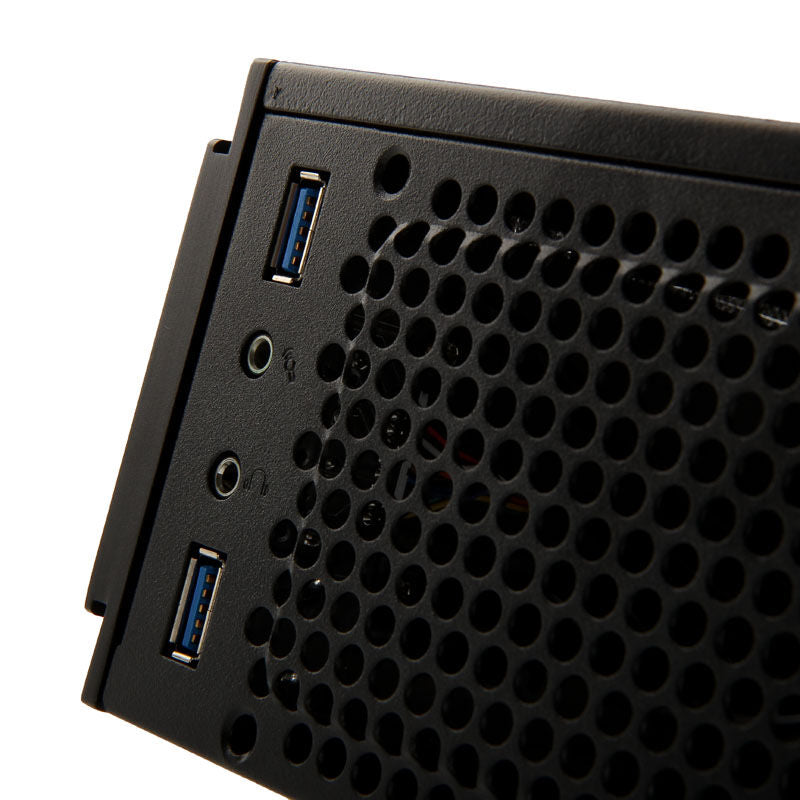 SilverStone SST-ML06B Milo HTPC kabinett Mini-ITX svart nærbilde av I/O-porter