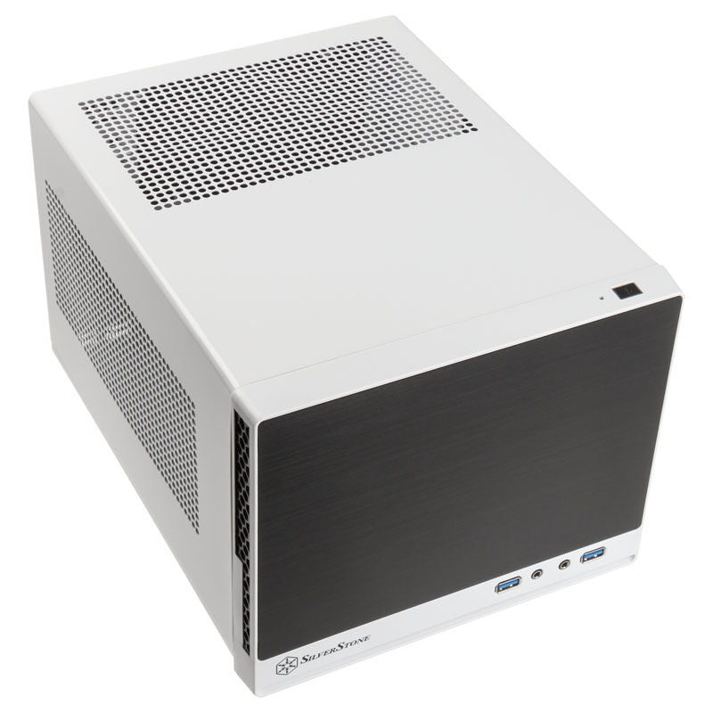 Oversikt over SilverStone SST-SG13WB-Q Sugo Mini-ITX kabinett hvit åpent