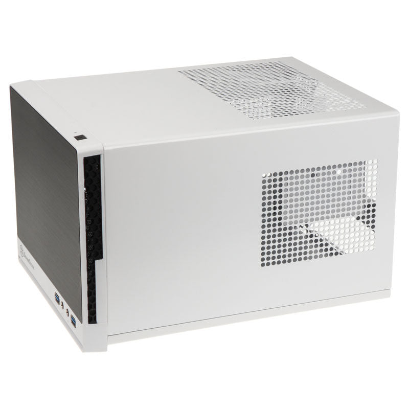 USB-porter på SilverStone SST-SG13WB-Q Sugo Mini-ITX kabinett hvit front