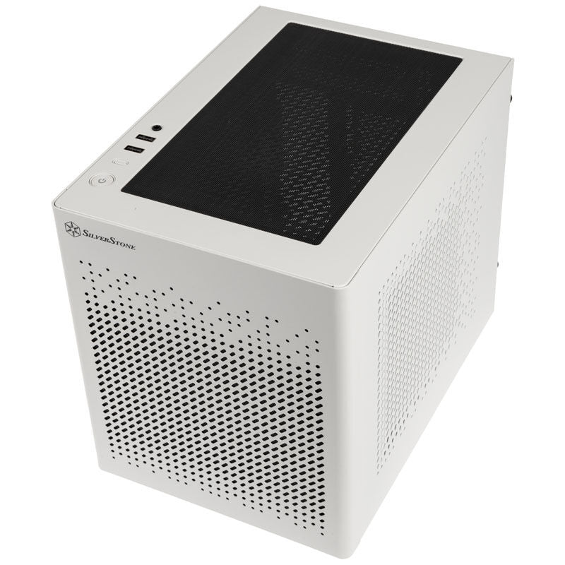 SilverStone SST-SG16W Mini-ITX kabinett mesh hvit bakside