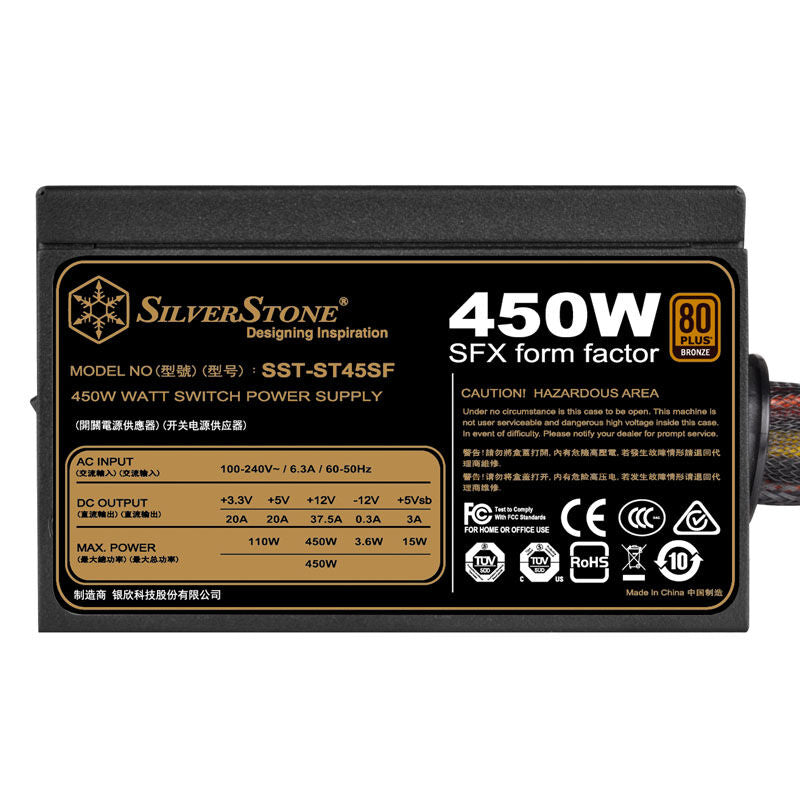 SilverStone SST-ST45SF V3.0 bakside med tilkoblinger