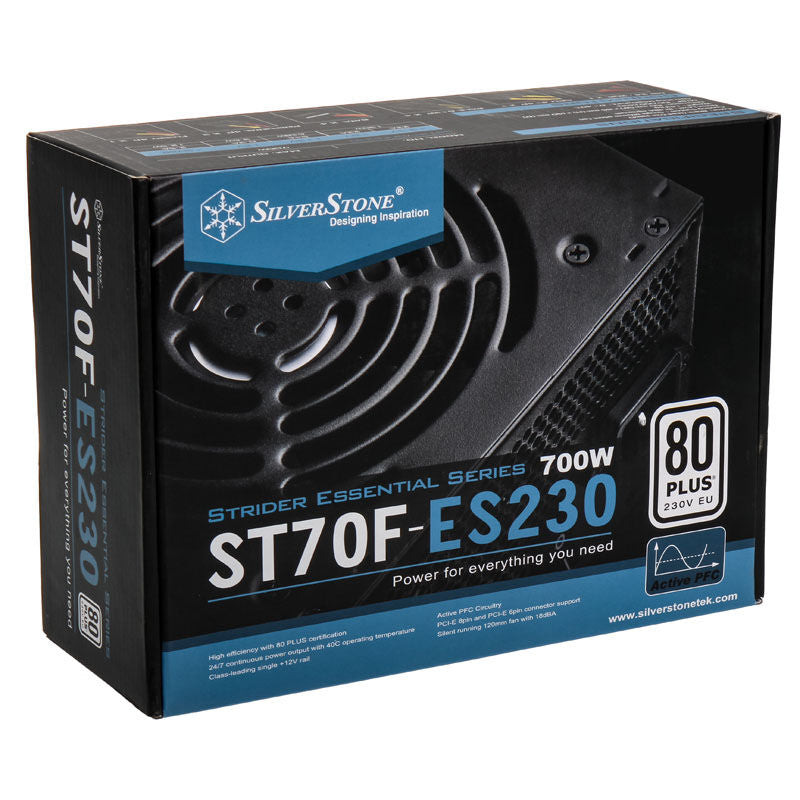 Nærbilde av kabler på SilverStone SST-ST70F-ES230 Strider Essential