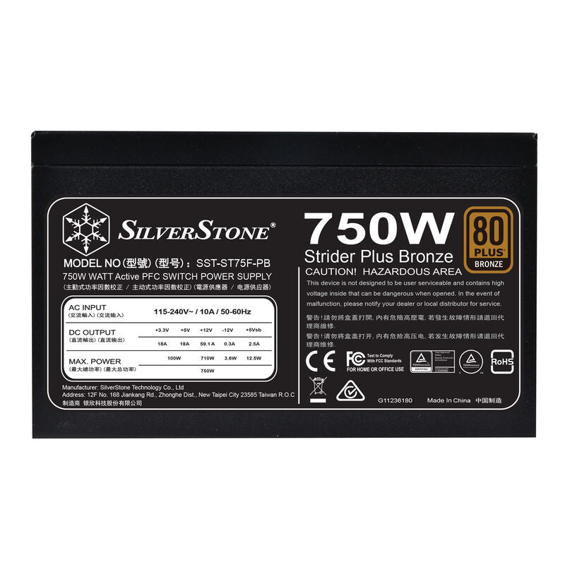 SilverStone SST-ST75F-PB Strider Plus strømforsyning kabeltilkoblinger