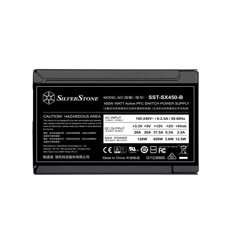 SilverStone SST-SX450-B SFX strømforsyning 450 W montert i PC