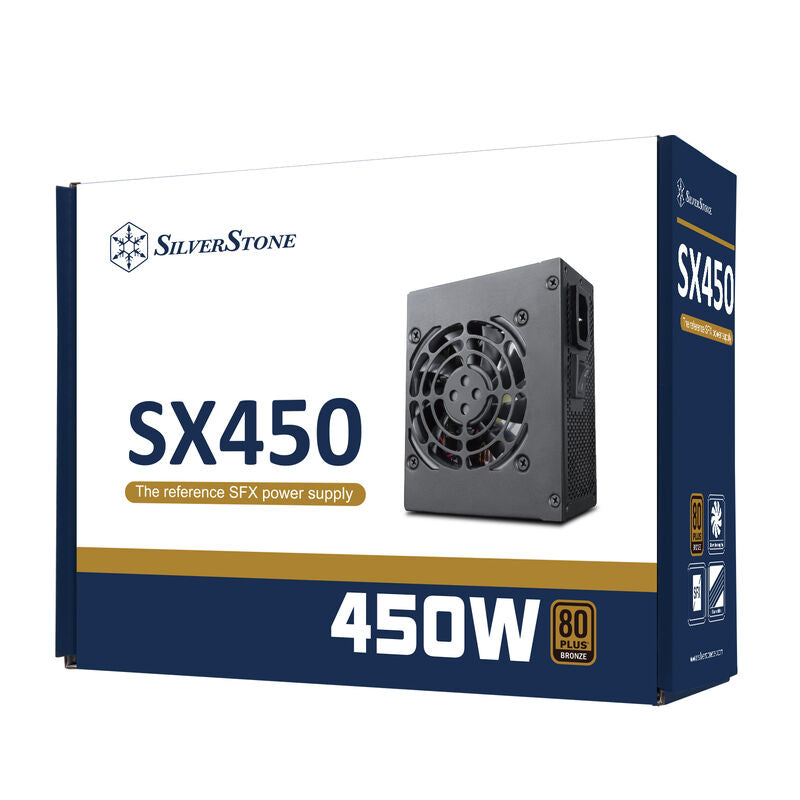 SilverStone SST-SX450-B SFX strømforsyning 450 W nærbilde av etikett