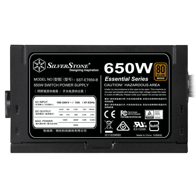 SilverStone Strider Essential SST-ET650-B detalj av tilkoblinger