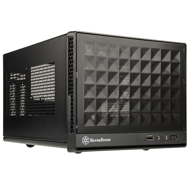 SilverStone Sugo SG13B-C Mini-ITX kabinett mesh USB-C svart forfra