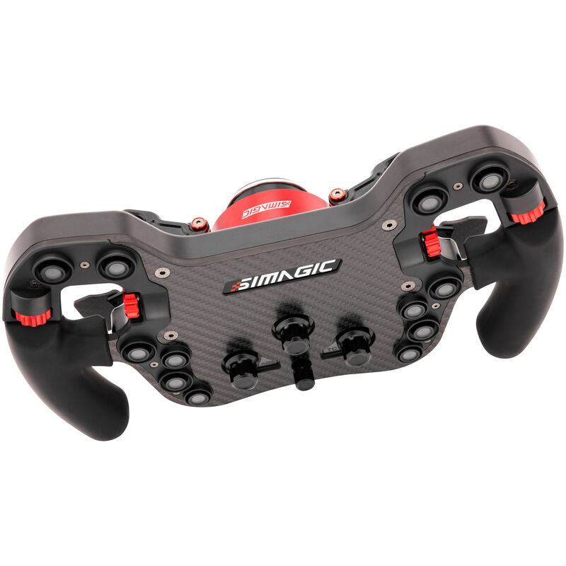 Simagic FX-C simracingratt 290 mm RGB karbonfiber nærbilde av grepsmateriale