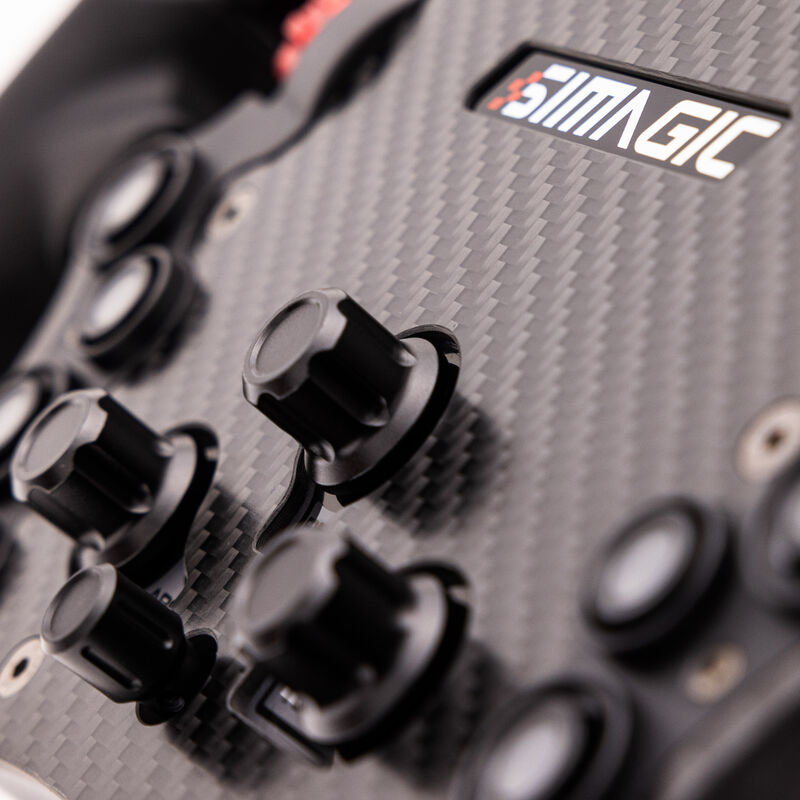 Simagic FX-C simracingratt 290 mm RGB karbonfiber oversikt fra toppen