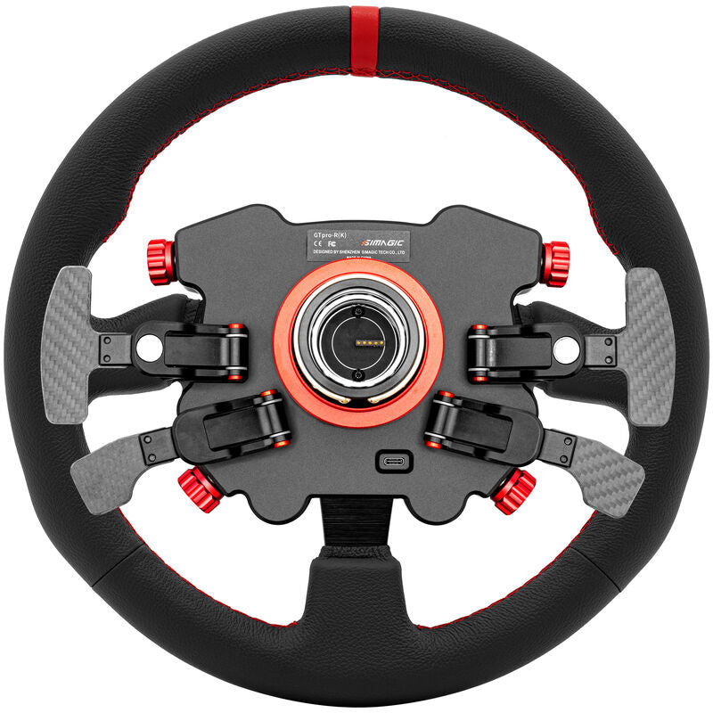Simagic GT1 simracingratt Pro HUB lær LED detalj nærbilde