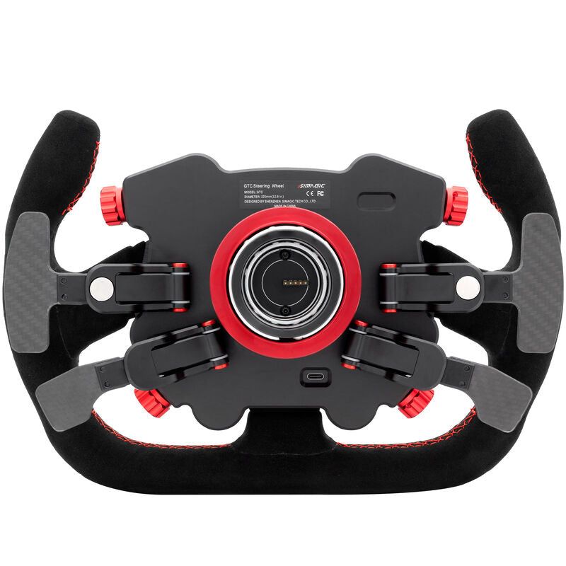 Detalj av Simagic GTC-C simracingratt Alcantara quick-release