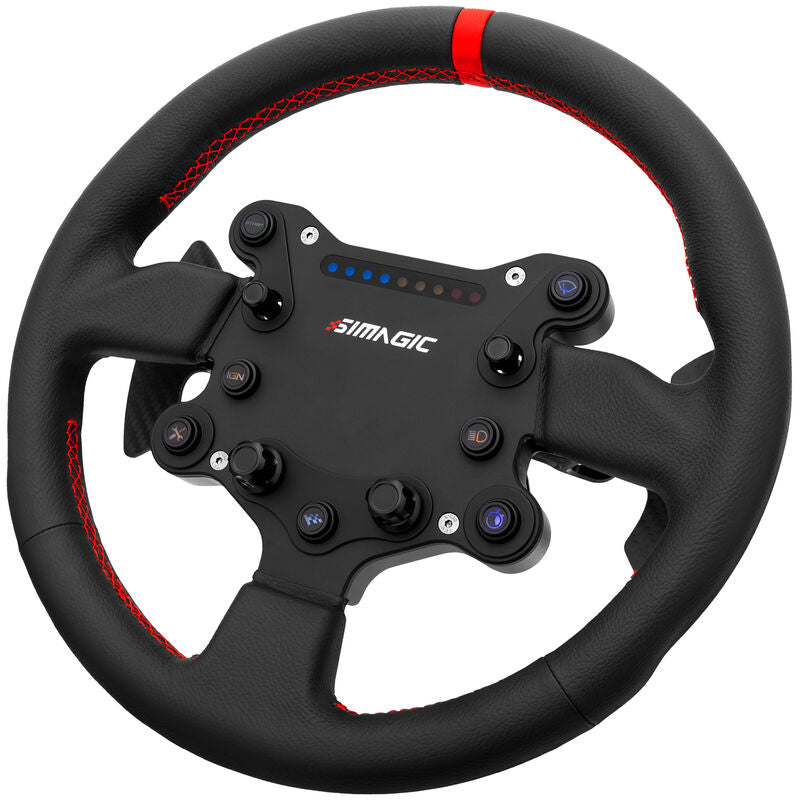 Simagic GTS simracingratt 300 mm lær quick-release RGB forfra
