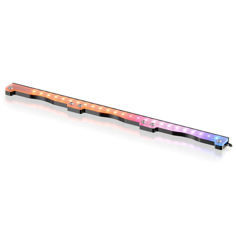 Nærbilde av LED-lys på Singularity Computers ARGB- og UV-LED-stripe 360 mm radiator