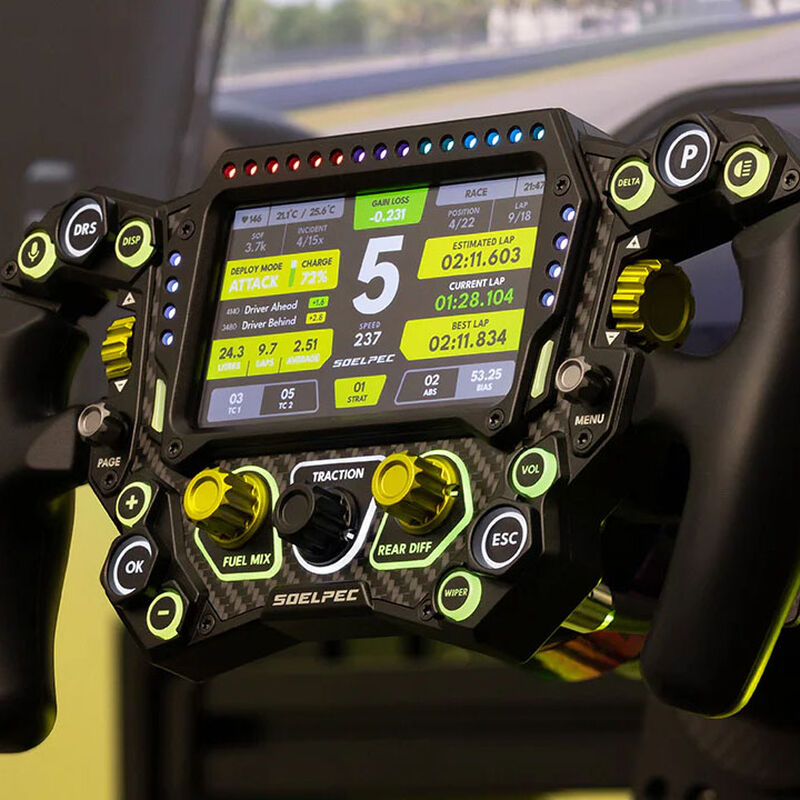 Detaljbilde av SOELPEC Spectra XR sim-racing-ratt RGB neon