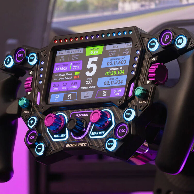 SOELPEC Spectra XR simracingratt 5" berøringsskjerm RGB detalj nærbilde