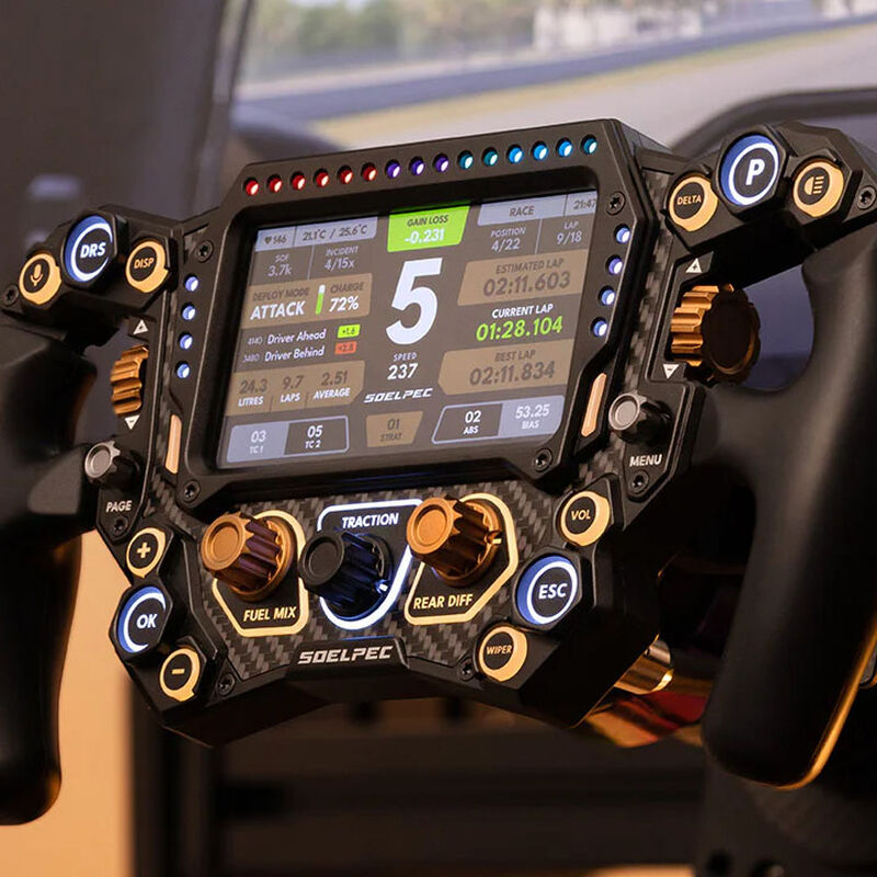 SOELPEC Spectra XR simracing-ratt 5" berøringsskjerm copper nærbilde av knapper