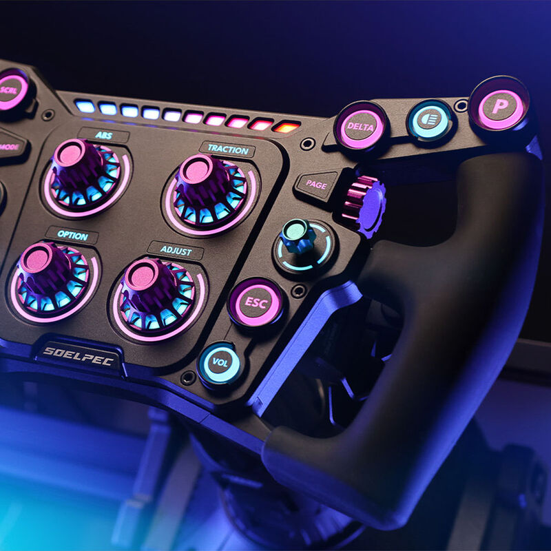 Detaljbilde av SOELPEC Terra LX Arctic simracingratt RGB aluminium
