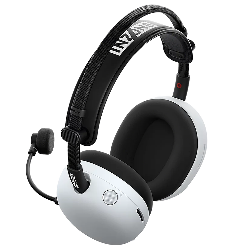 Sony INZONE H9 II trådløst gamingheadset ANC hvit detalj av mikrofon