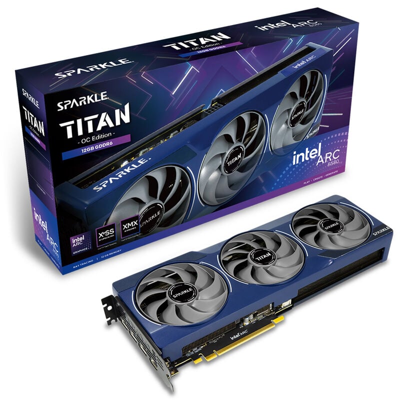 Sparkle Arc B580 Titan OC grafikkort forfra