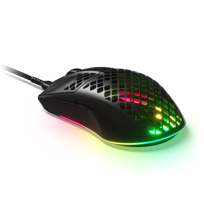 SteelSeries Aerox 3 gamingmus RGB 8500 DPI matt svart forfra