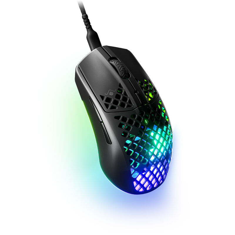 SteelSeries Aerox 3 gamingmus RGB 8500 DPI matt svart bakside