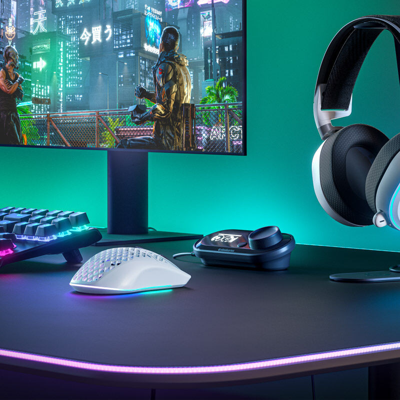 Oversikt over SteelSeries Aerox 3 Wireless gamingmus hvit