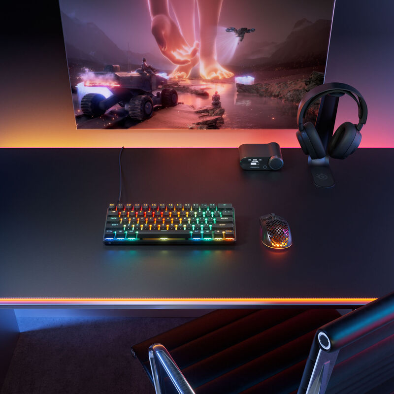 Oversikt over taster på SteelSeries Apex Pro Mini Gen 3 tastatur