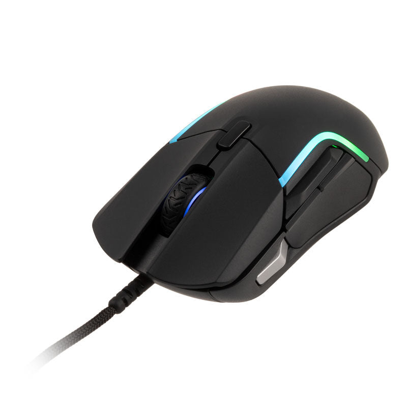 SteelSeries Rival 5 kablet gamingmus 18000 DPI RGB svart montert på skrivebord