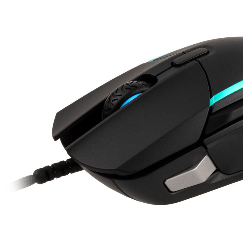 SteelSeries Rival 5 kablet gamingmus 18000 DPI RGB svart nærbilde av scrollhjul