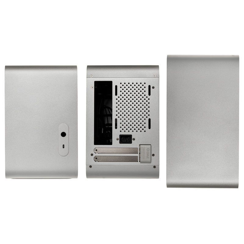Streacom DA2 kabinett Mini-ITX SFF sølv montert med hardware