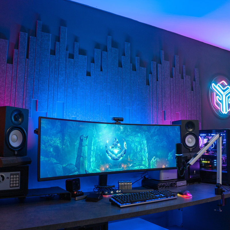 Streamplify Acoustic Panel akustikkpanel 6-pakning grå med bordklemme