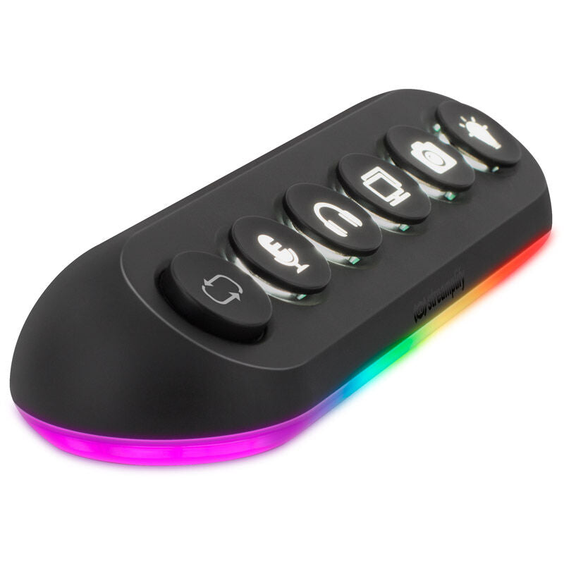 Detaljbilde av RGB-knapper på Streamplify HUB DECK 5 USB-hub