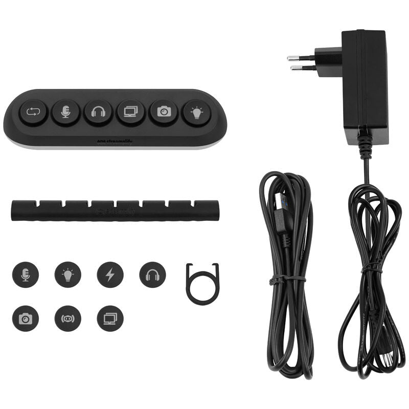 Oversikt over Streamplify HUB DECK 5 USB-hub med LED-indikatorer