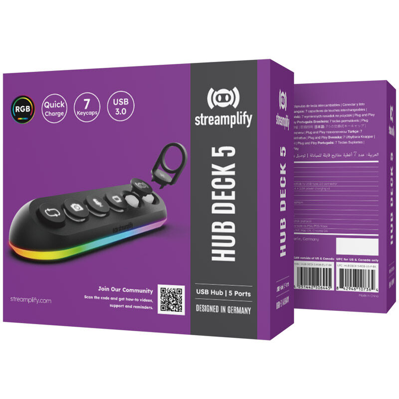 Streamplify HUB DECK 5 USB-hub med strømadapter