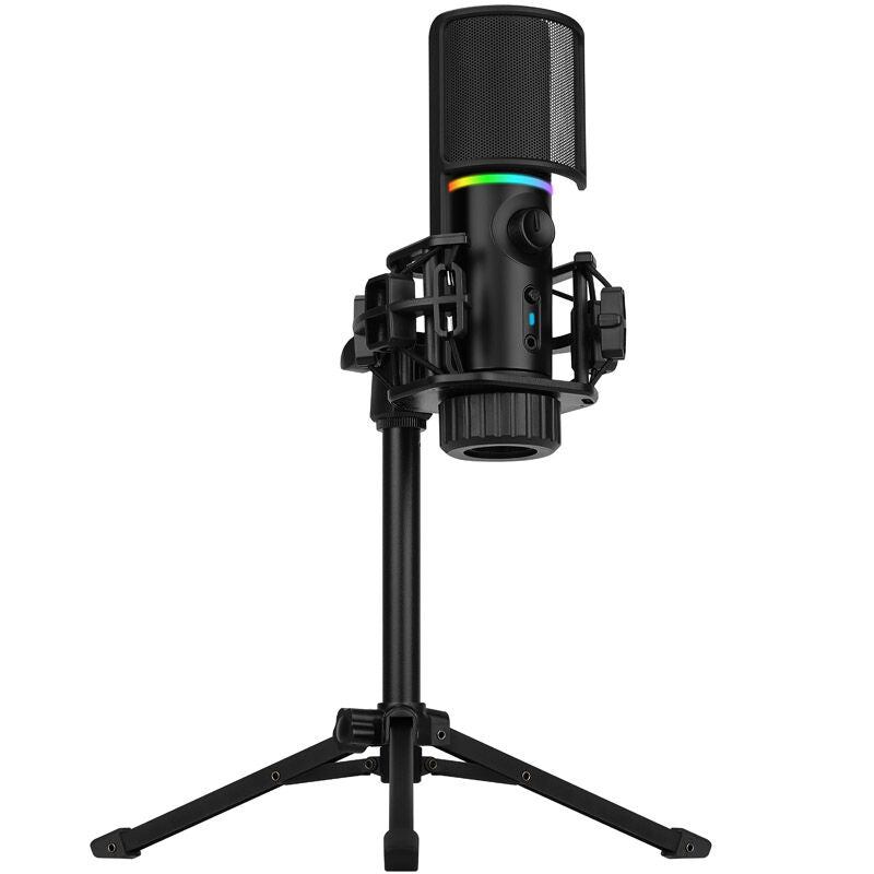 Streamplify MIC RGB mikrofon USB-A svart inkl. stativ forfra