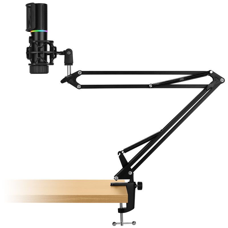 Montert Streamplify MIC RGB mikrofon USB-A svart på skrivebord