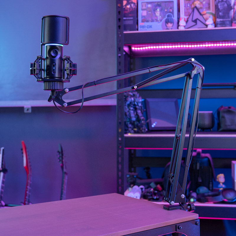 Nærbilde av RGB-belysning på Streamplify MIC RGB mikrofon USB-A svart