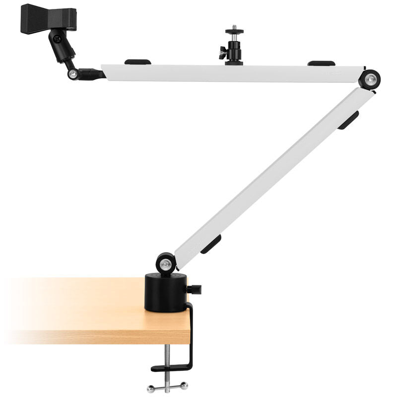 Detaljbilde av Streamplify MOUNT ARM mikrofonarm med bordklemme hvit