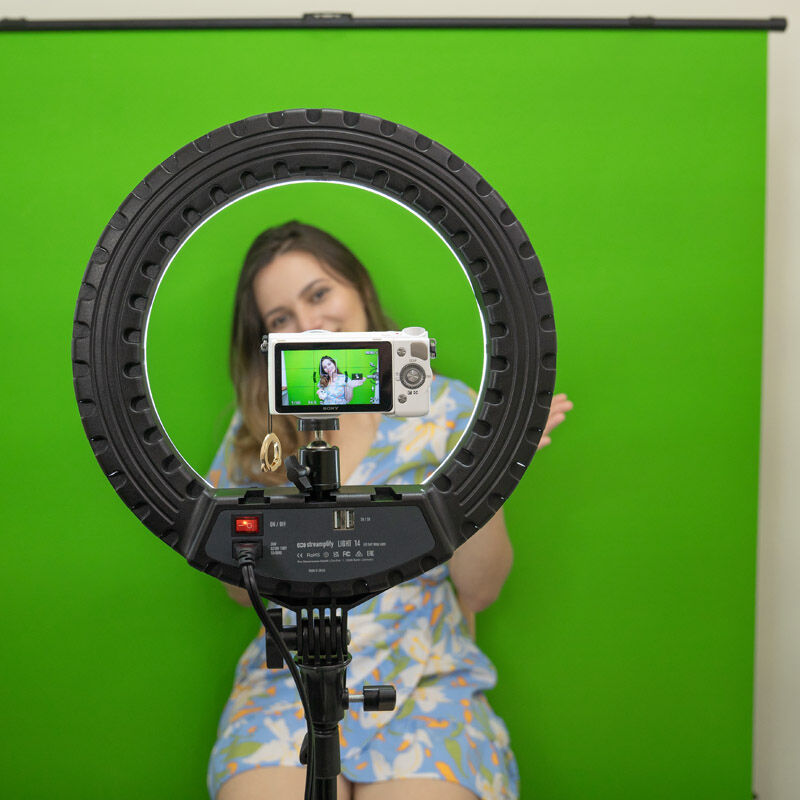 Streamplify SCREEN LIFT green screen detalj av hydraulisk mekanikk