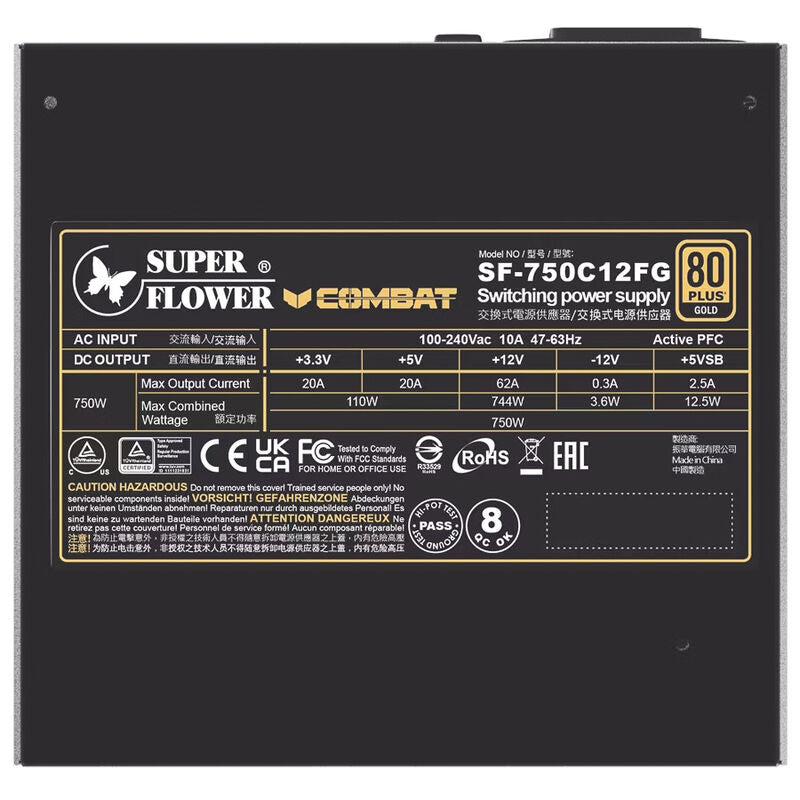 Super Flower Combat FG strømforsyning 750 W sideprofil